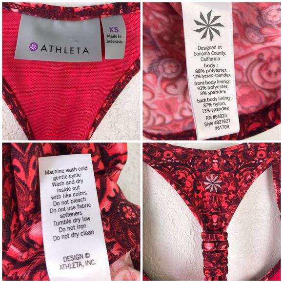 Athleta Fuse Racerback Patterned Activewear Tank Top Lightly Padded Shelf Bra XS - Picture 9 of 9